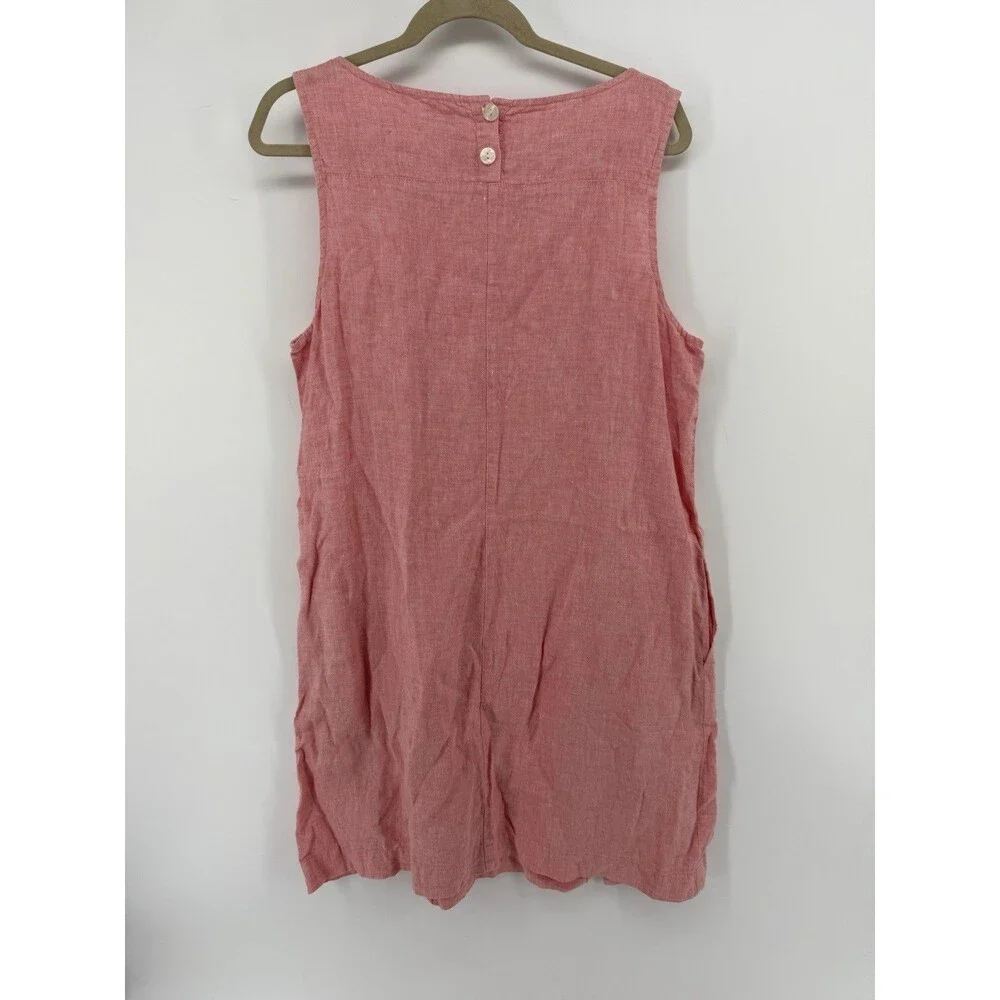 J Jill Dress Women Love Linen Pockets Boho Relaxed Lightweight pink Large petite - Picture 6 of 12